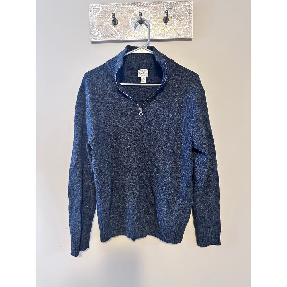 J. Crew Rugged Merino Wool Blend Knit Dark Gray Quarter Zip Sweater